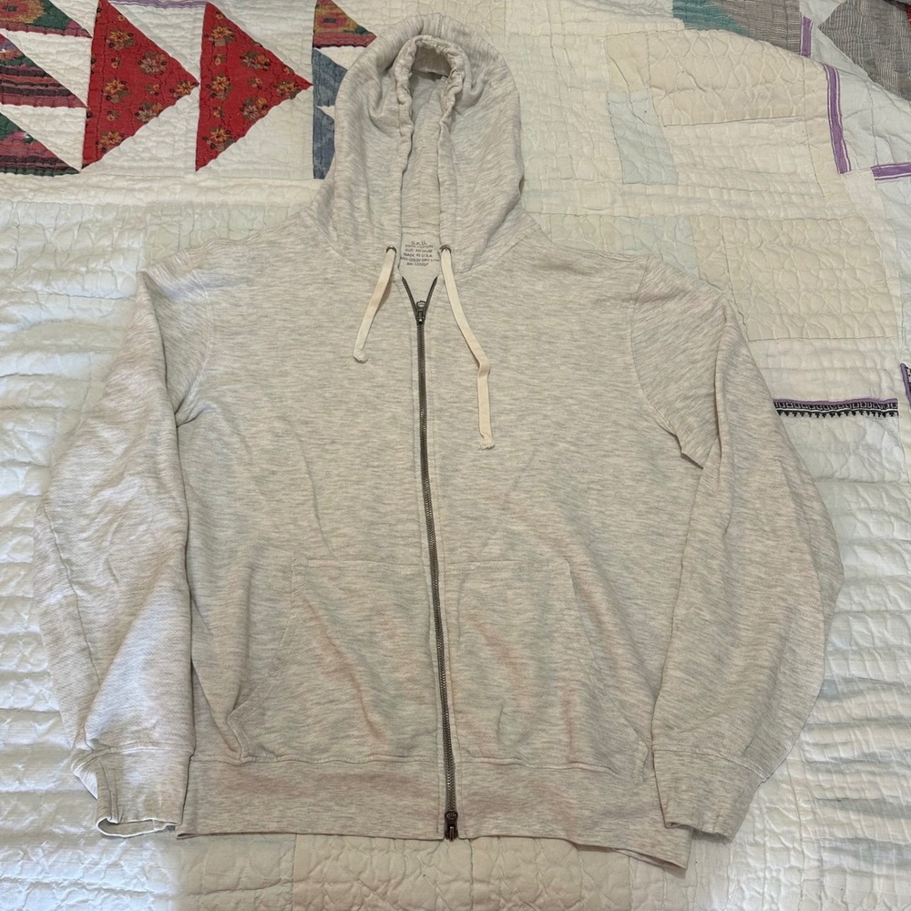 S.K.U. Zip Up Hoodie Heather Grey 100% Cotton Made in USA RN 122257